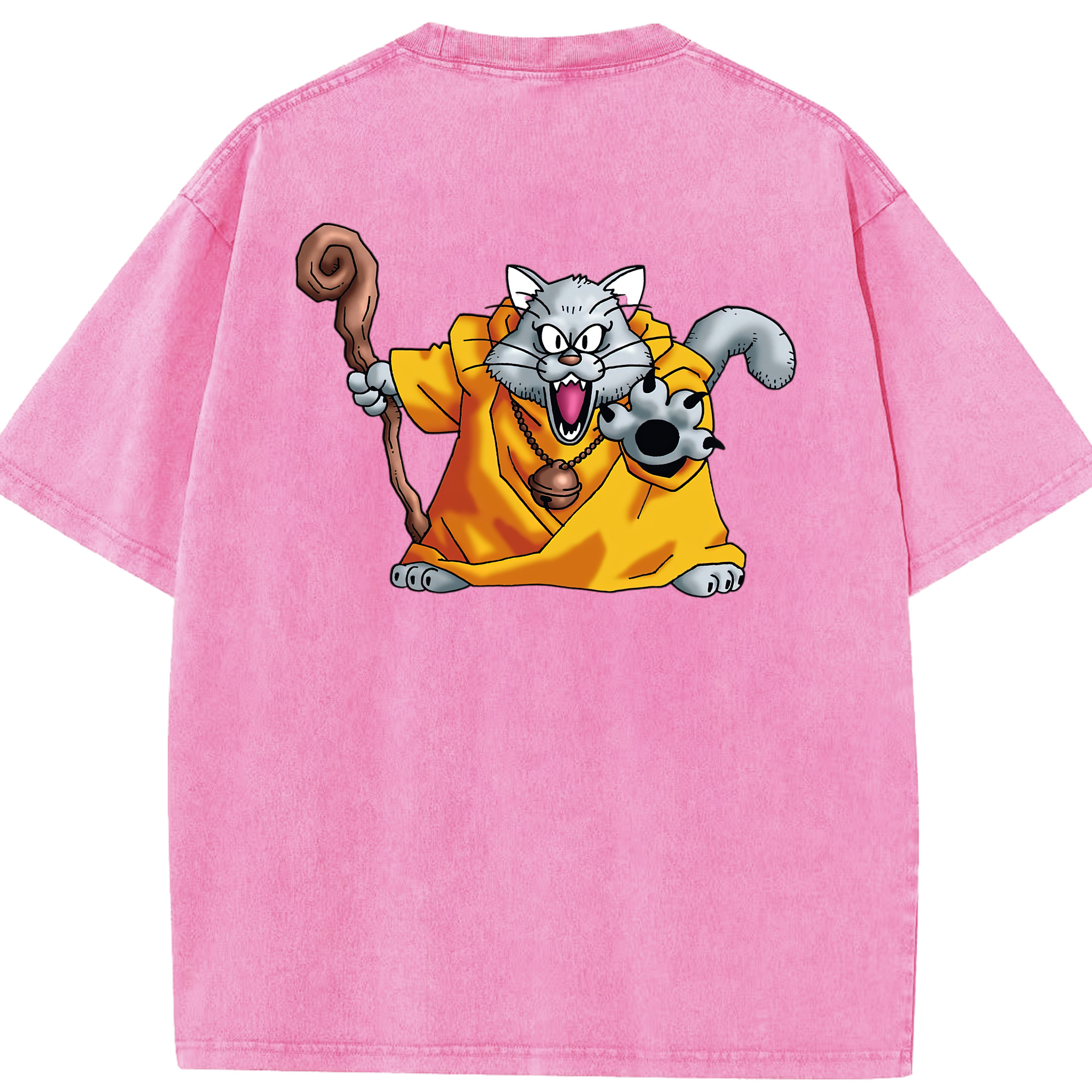 （画像用） ドラゴンクエスト Doragon Kuesuto Dragon Quest 綿100% ヴィンテージ風 半袖Tシャツ（背面プリント）